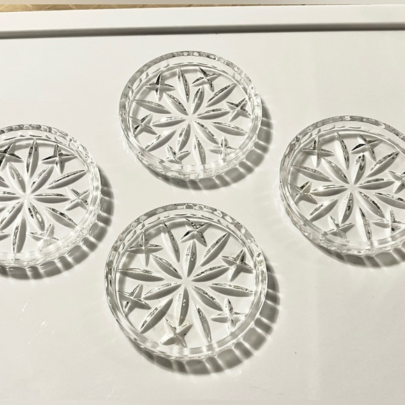 Gorham King Edward Collection set of 4 full lead crystal  Coasters - Picture 1 of 6